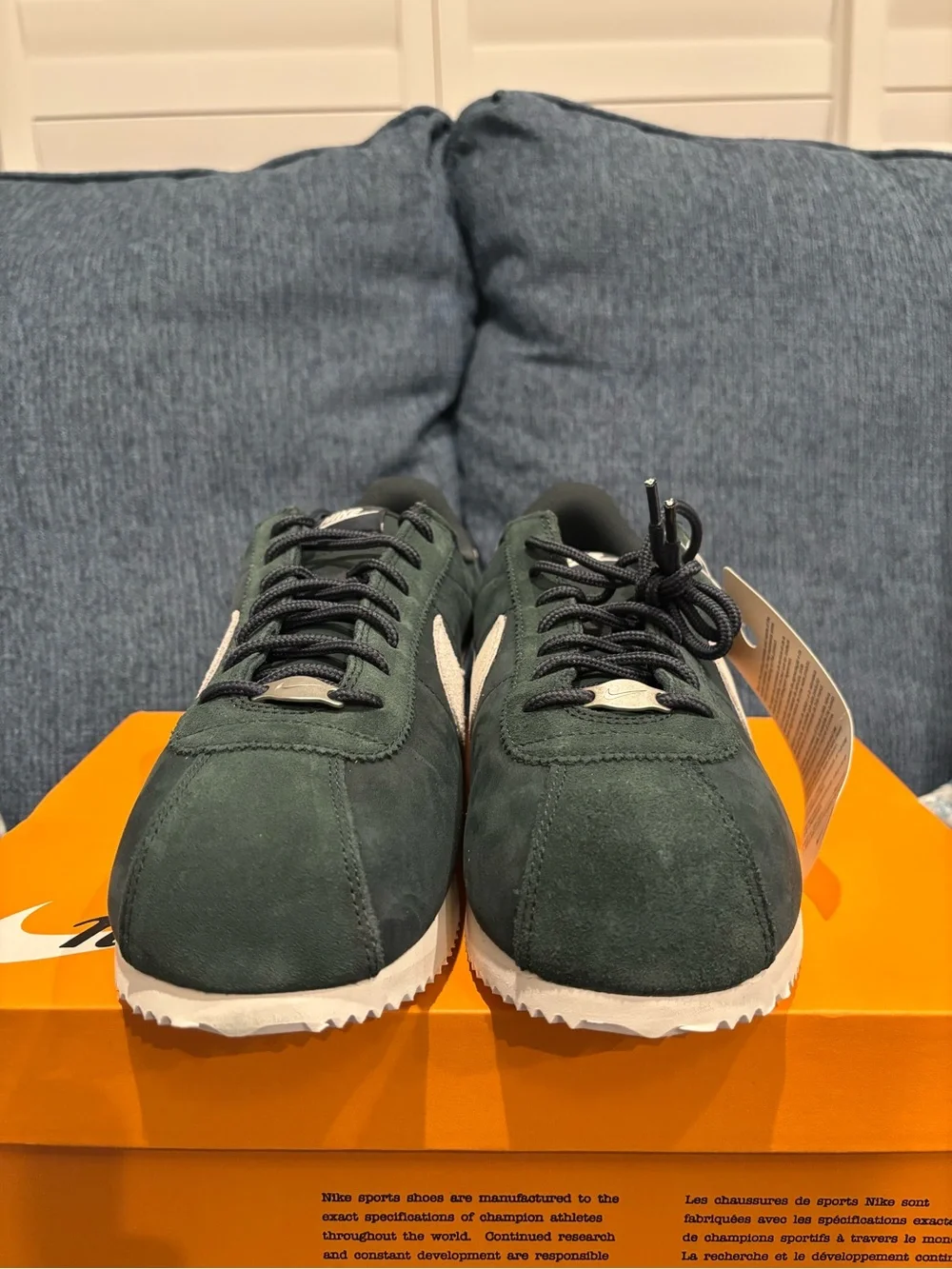 Nike Cortez Men's Low-Top Sneaker in Dark Green with Cream Swoosh